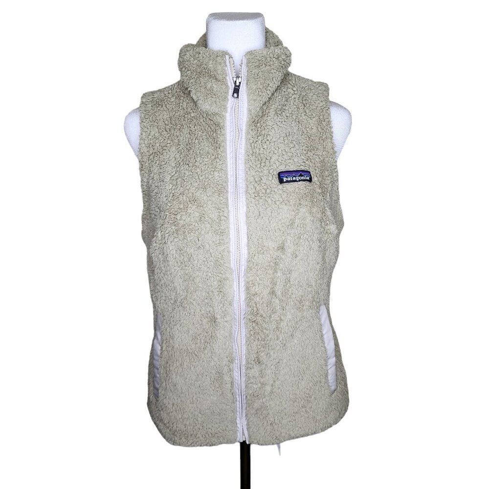 Patagonia Full Zip Faux Fure Fleece Vest Womens Size S Beige